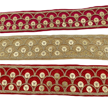 Embroidered Velvet Fabric Sequins Trim Indian Sari Border, Sequin Trimming, Sequinned Lace